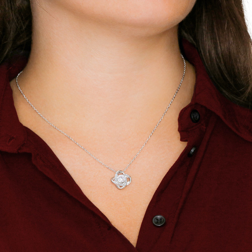 To Our Daughter Love Knot necklace, Our Beautiful Mess.