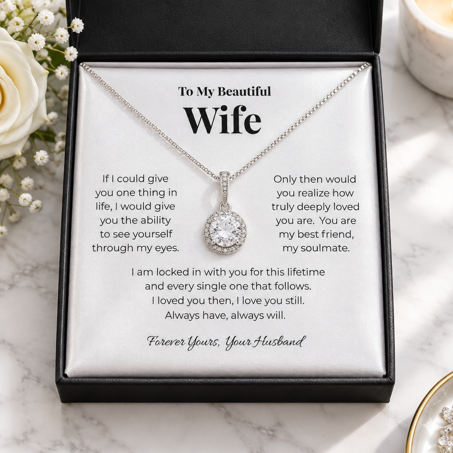To My Beautiful Wife Eternal Hope Cushion-Cut Necklace