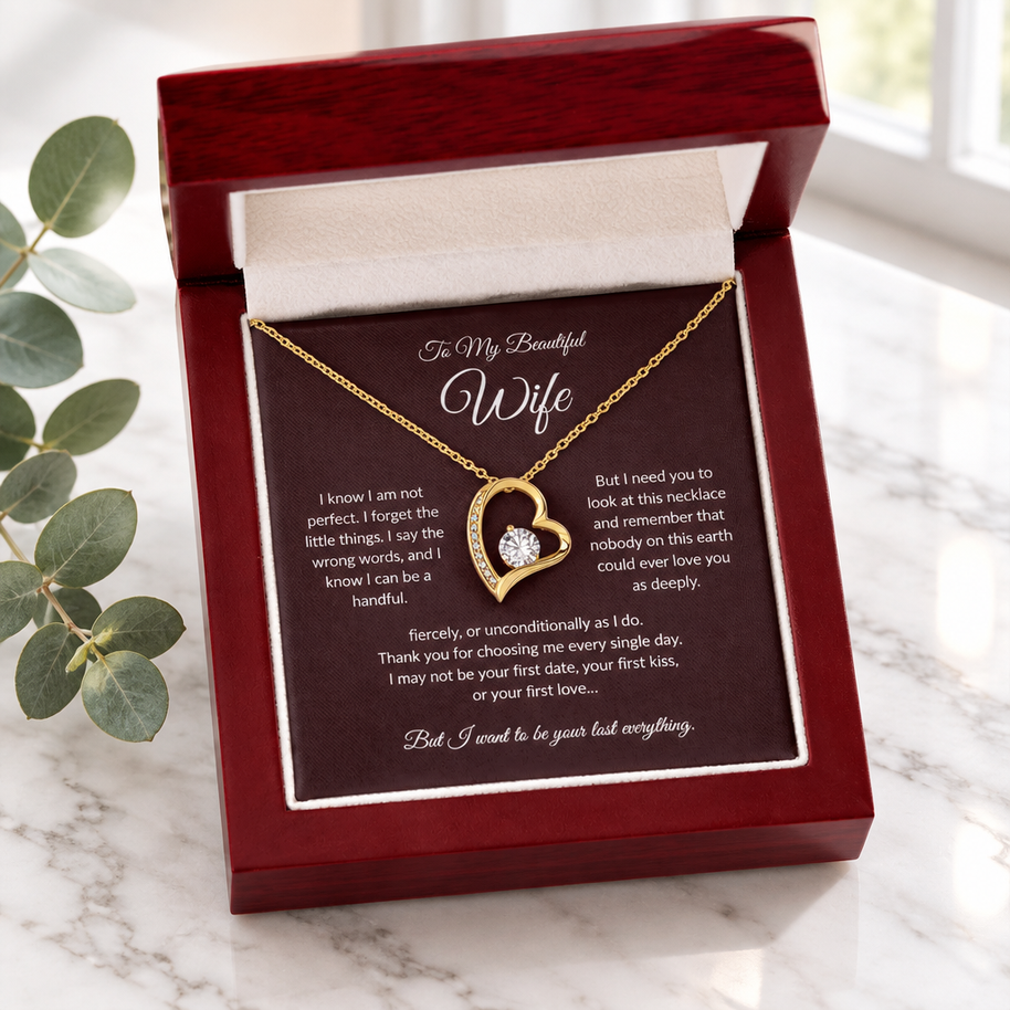 To My Beautiful Wife, Forever Love Heart Necklace