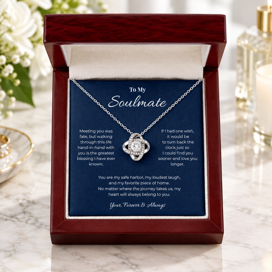 To My Soulmate, Eternal Love Knot Pendant Necklace