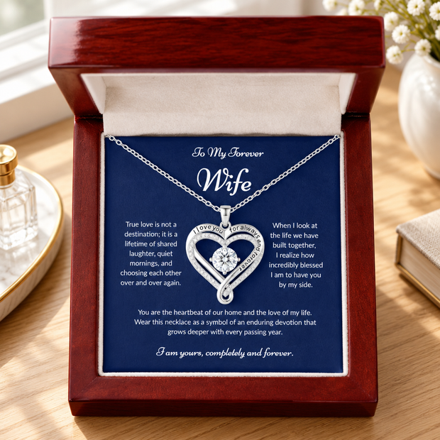 To My Forever Wife Engraved Love You Always Heart Necklace