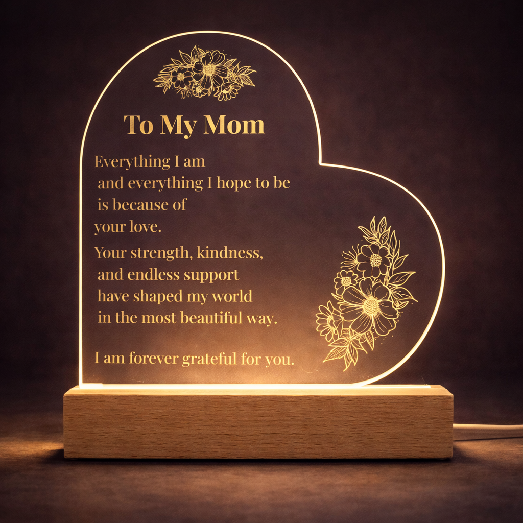 To My Mom – Acrylic Heart Light Plaque
