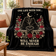 Gothic Cat Blanket Gift for Couples – One Life With You