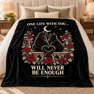Gothic Cat Blanket Gift for Couples – One Life With You