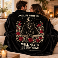 Gothic Cat Blanket Gift for Couples – One Life With You