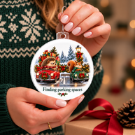 Funny Hedgehog & Squirrel Christmas Ornament – Finding Parking Spaces – Christmas Chaos Gift