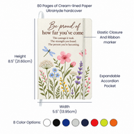 Be Proud of How Far You've Come Journal – Wildflower Encouragement Gift for Her
