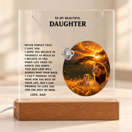This Old Lion, Daughter Acrylic LED Plaque & Love Knot Necklace from Dad