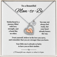 Mom-to-Be Gift – Baby Feet Heart Necklace