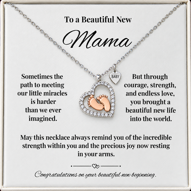 Baby Feet Heart Necklace Gift for New Mom – Beautiful New Beginnings