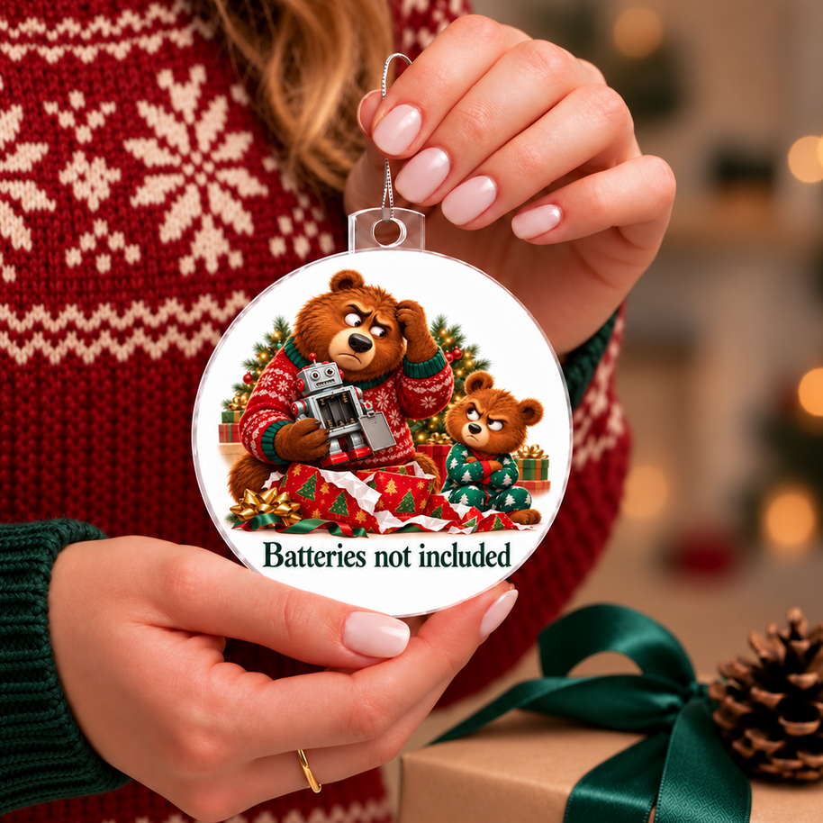 Funny Bear Christmas Ornament – Batteries Not Included – Christmas Chaos Gift