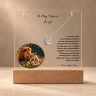 To My Forever Wife, Lion Acrylic Plaque & Forever Love Heart Necklace Bundle