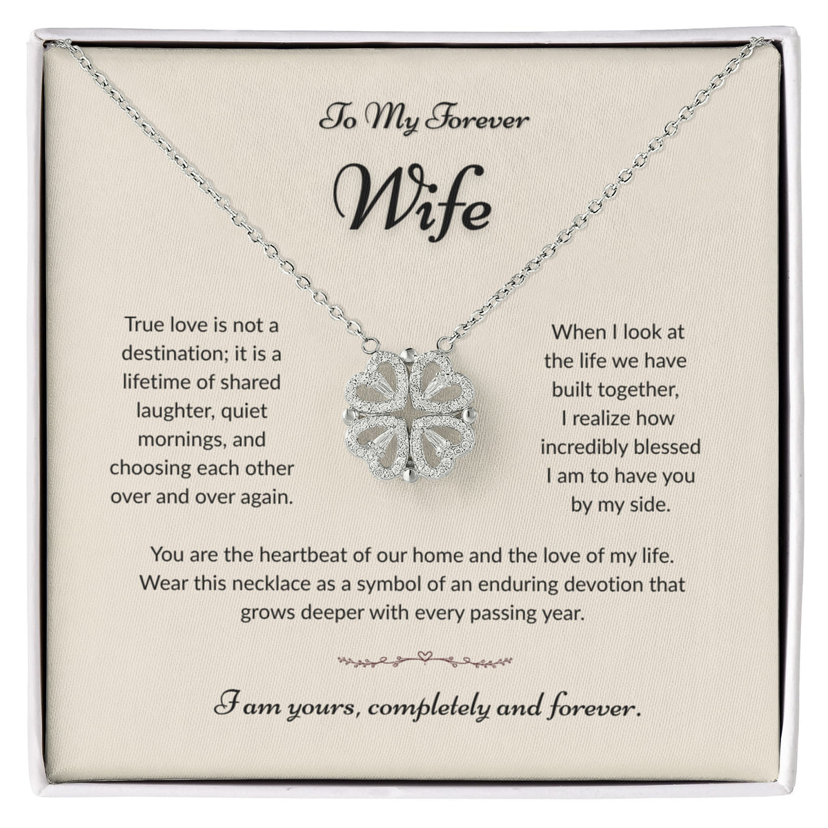 To My Forever Wife, Magnetic Hearts Clover Necklace