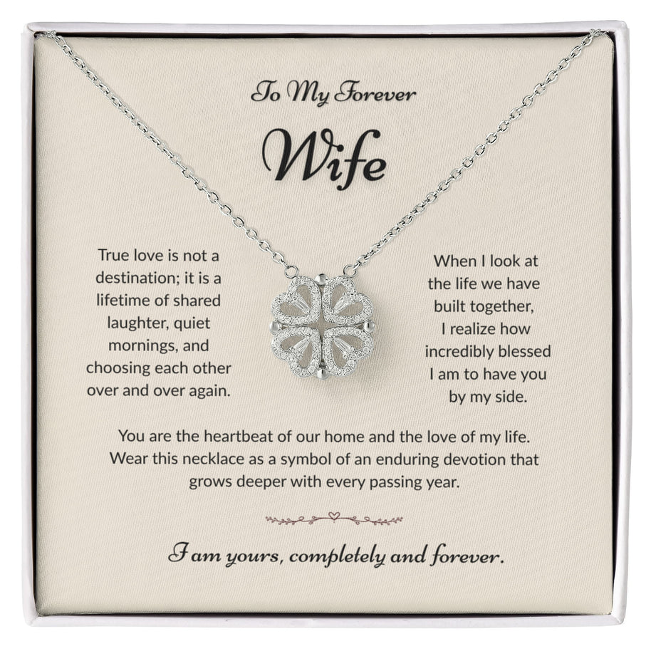 To My Forever Wife, Magnetic Hearts Clover Necklace