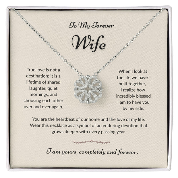 To My Forever Wife, Magnetic Hearts Clover Necklace