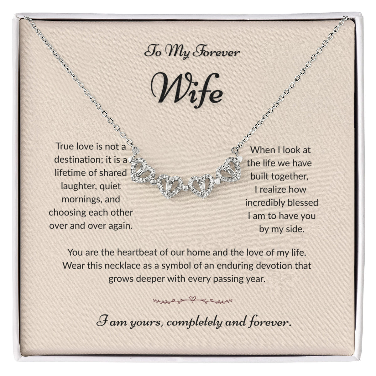 To My Forever Wife, Magnetic Hearts Clover Necklace