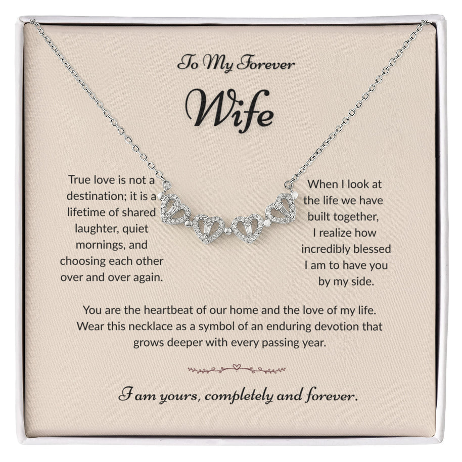 To My Forever Wife, Magnetic Hearts Clover Necklace