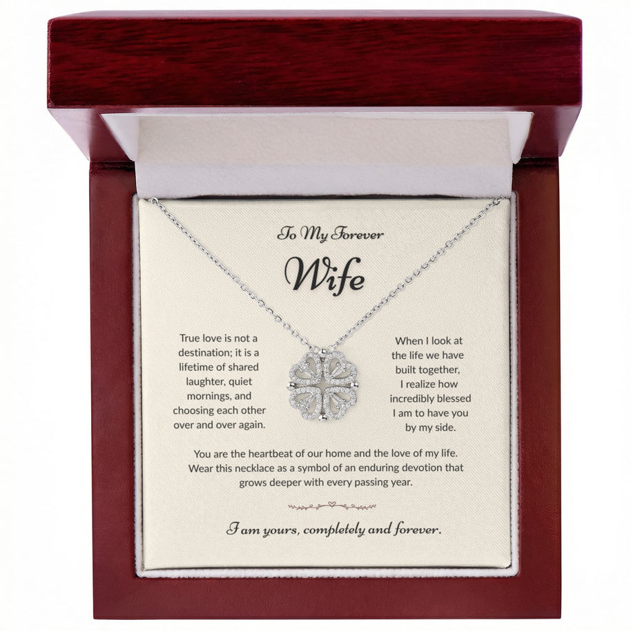 To My Forever Wife, Magnetic Hearts Clover Necklace