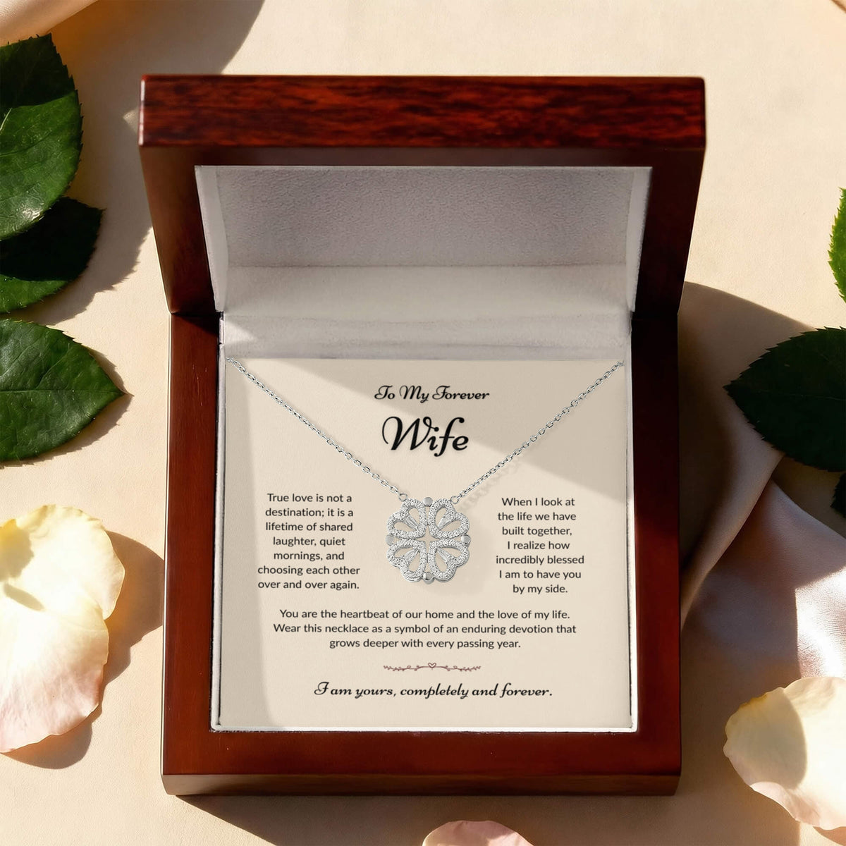 To My Forever Wife, Magnetic Hearts Clover Necklace
