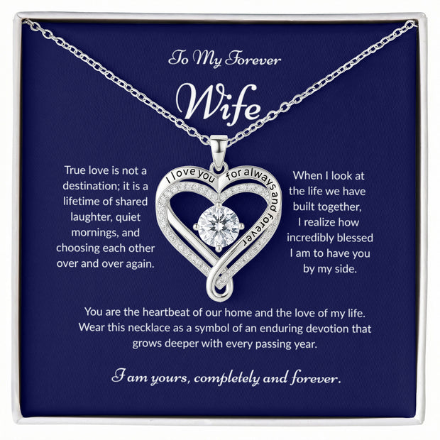 To My Forever Wife Engraved Love You Always Heart Necklace