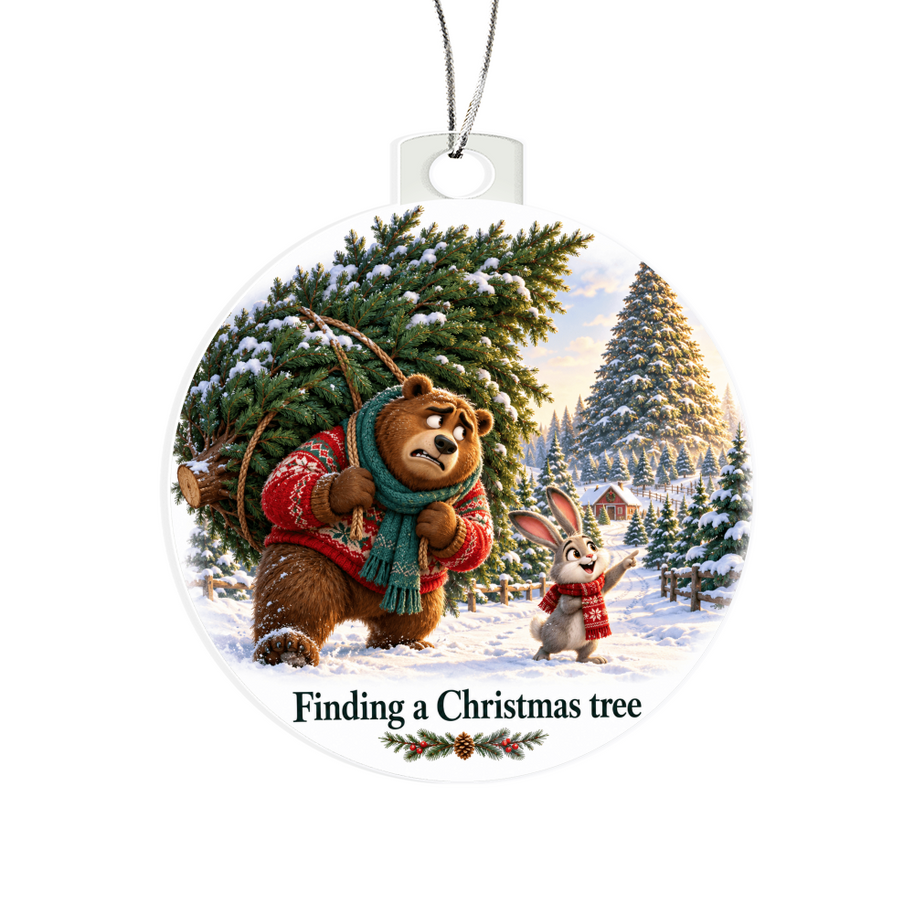 Funny Bear & Rabbit Christmas Ornament – Finding a Christmas Tree Gift