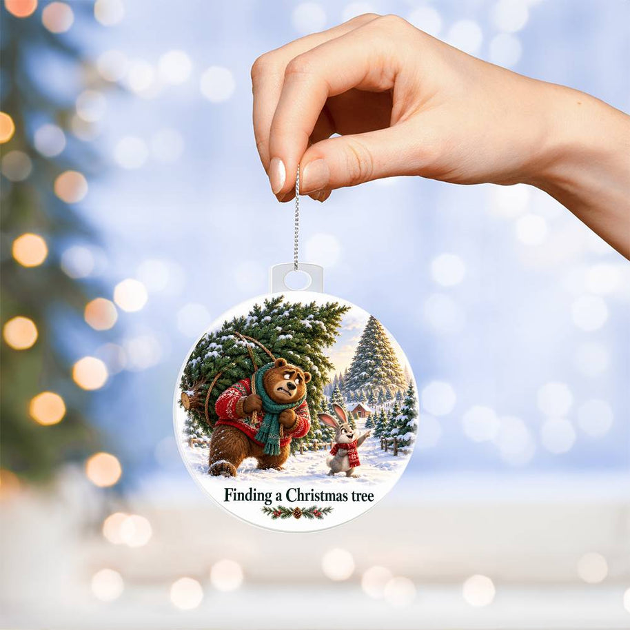 Funny Bear & Rabbit Christmas Ornament – Finding a Christmas Tree Gift