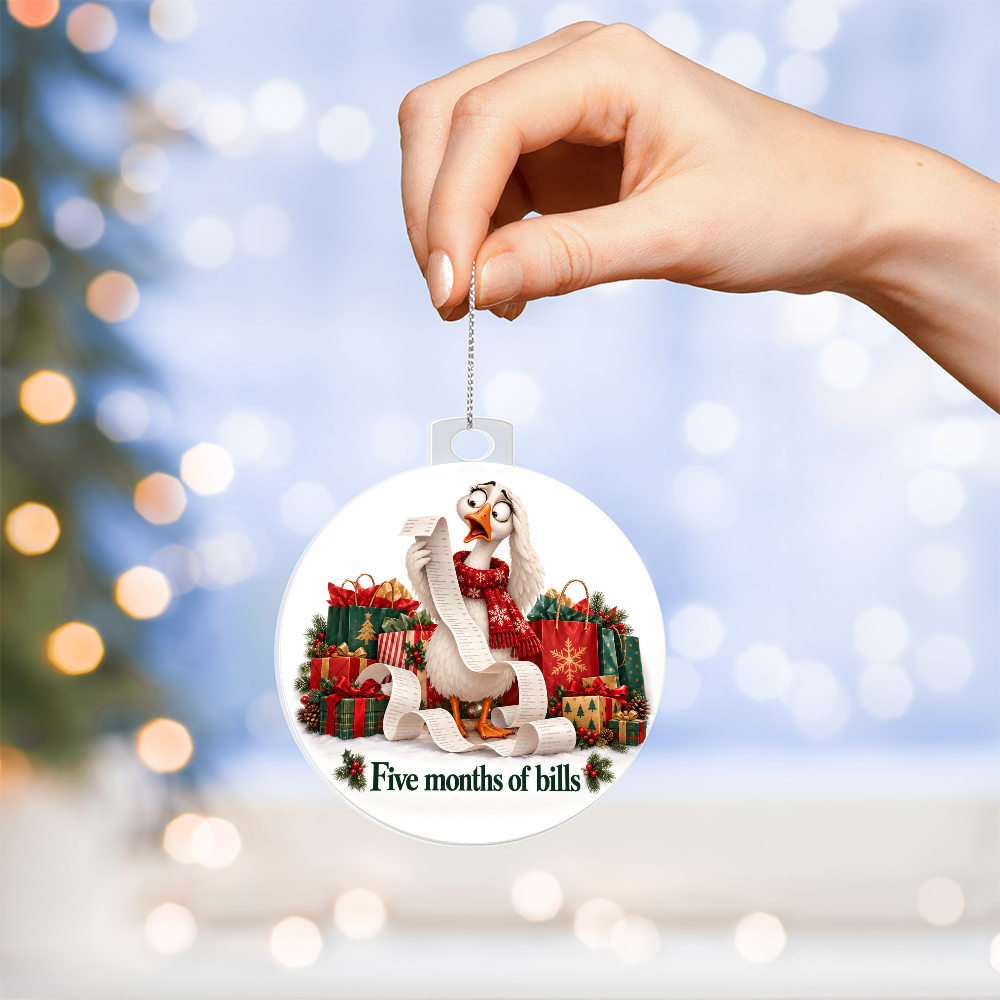 Funny Goose Christmas Ornament – Five Months of Bills – Christmas Chaos Gift