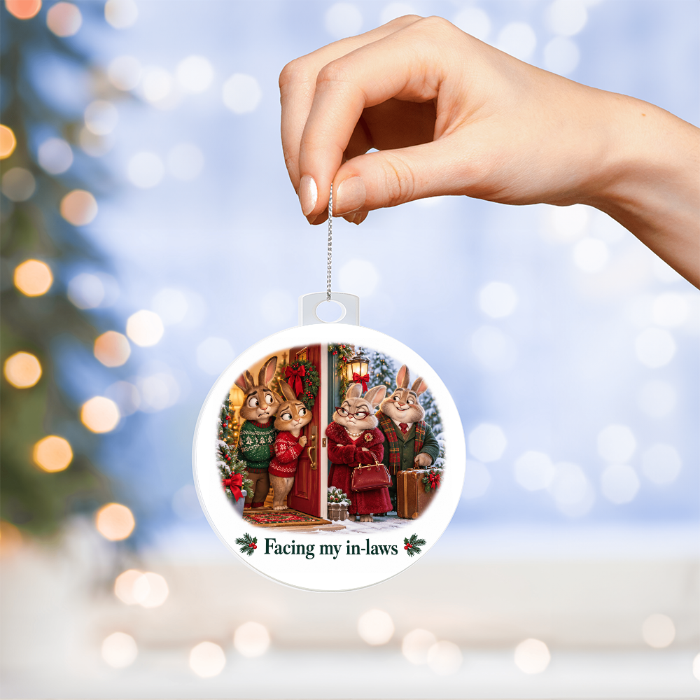 Funny Rabbit Christmas Ornament – Facing My In-Laws – Christmas Chaos Gift