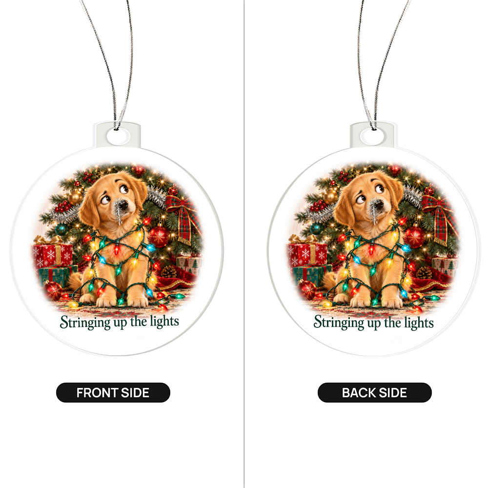 Funny Dog Christmas Ornament – Stringing Up the Lights – Christmas Chaos Gift