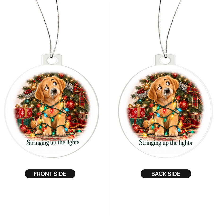 Funny Dog Christmas Ornament – Stringing Up the Lights – Christmas Chaos Gift