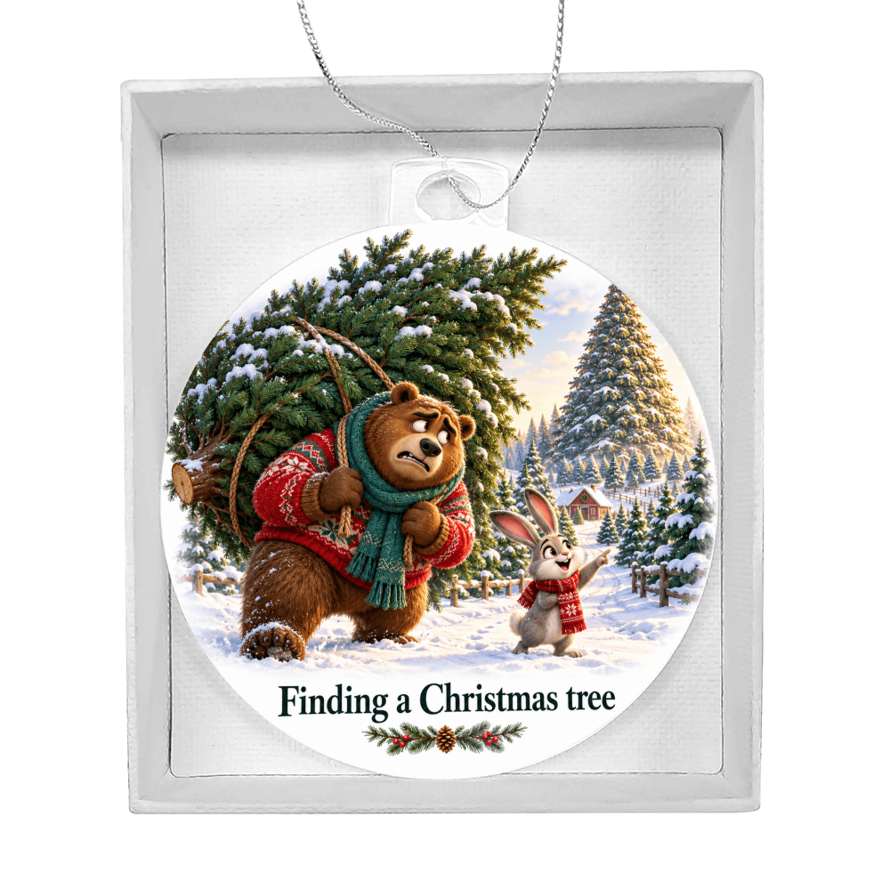Funny Bear & Rabbit Christmas Ornament – Finding a Christmas Tree Gift