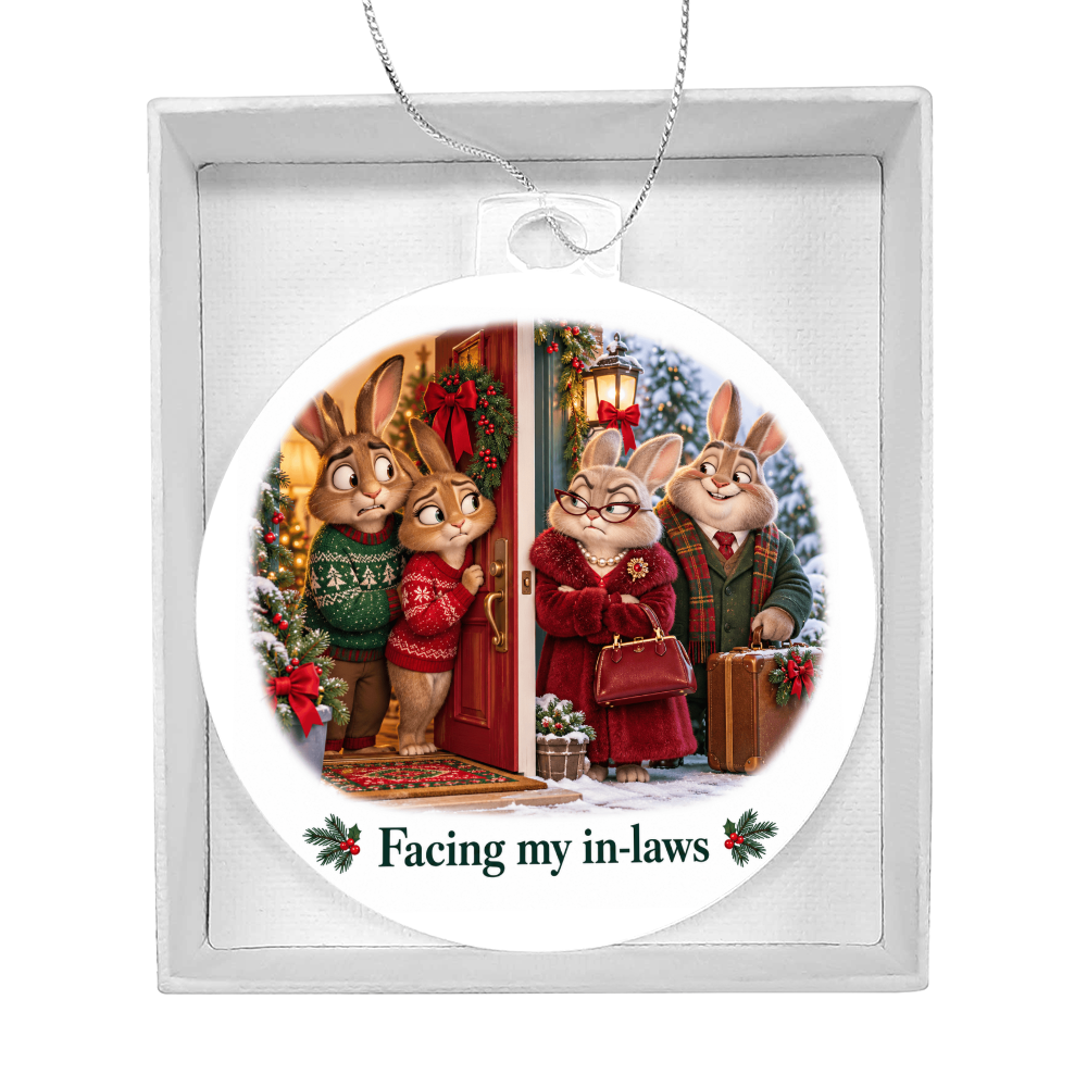Funny Rabbit Christmas Ornament – Facing My In-Laws – Christmas Chaos Gift