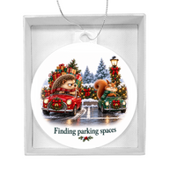 Funny Hedgehog & Squirrel Christmas Ornament – Finding Parking Spaces – Christmas Chaos Gift