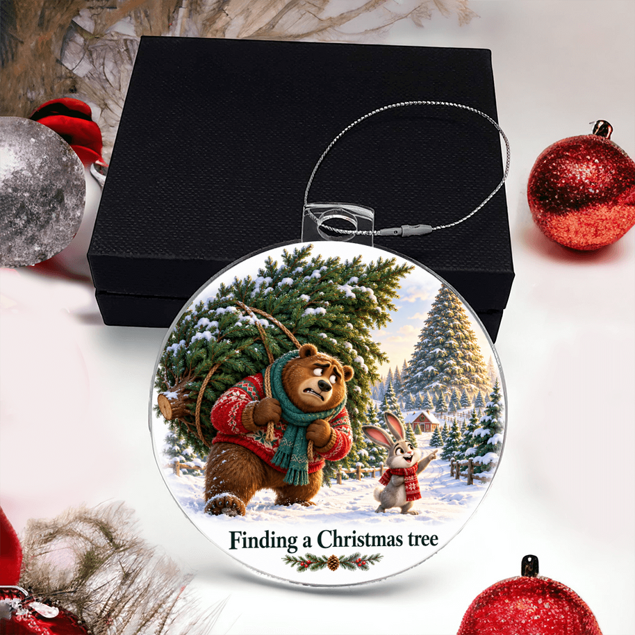 Funny Bear & Rabbit Christmas Ornament – Finding a Christmas Tree Gift