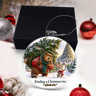 Funny Bear & Rabbit Christmas Ornament – Finding a Christmas Tree Gift