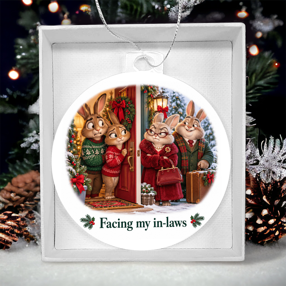 Funny Rabbit Christmas Ornament – Facing My In-Laws – Christmas Chaos Gift