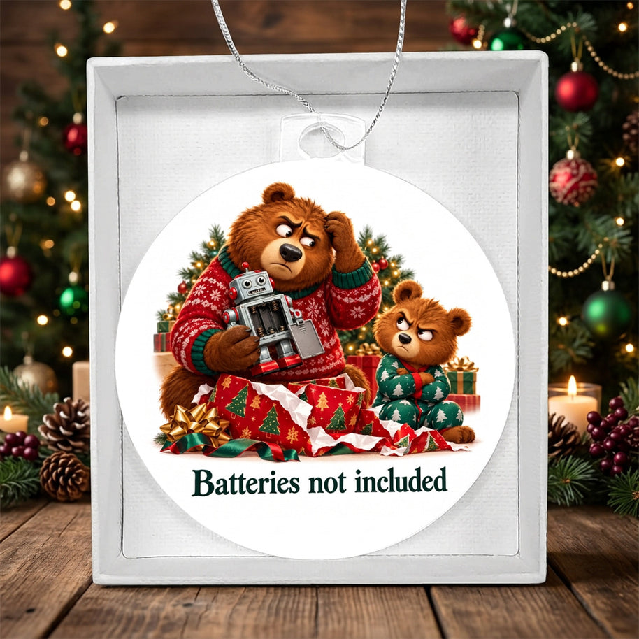 Funny Bear Christmas Ornament – Batteries Not Included – Christmas Chaos Gift