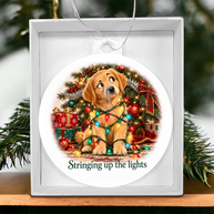 Funny Dog Christmas Ornament – Stringing Up the Lights – Christmas Chaos Gift