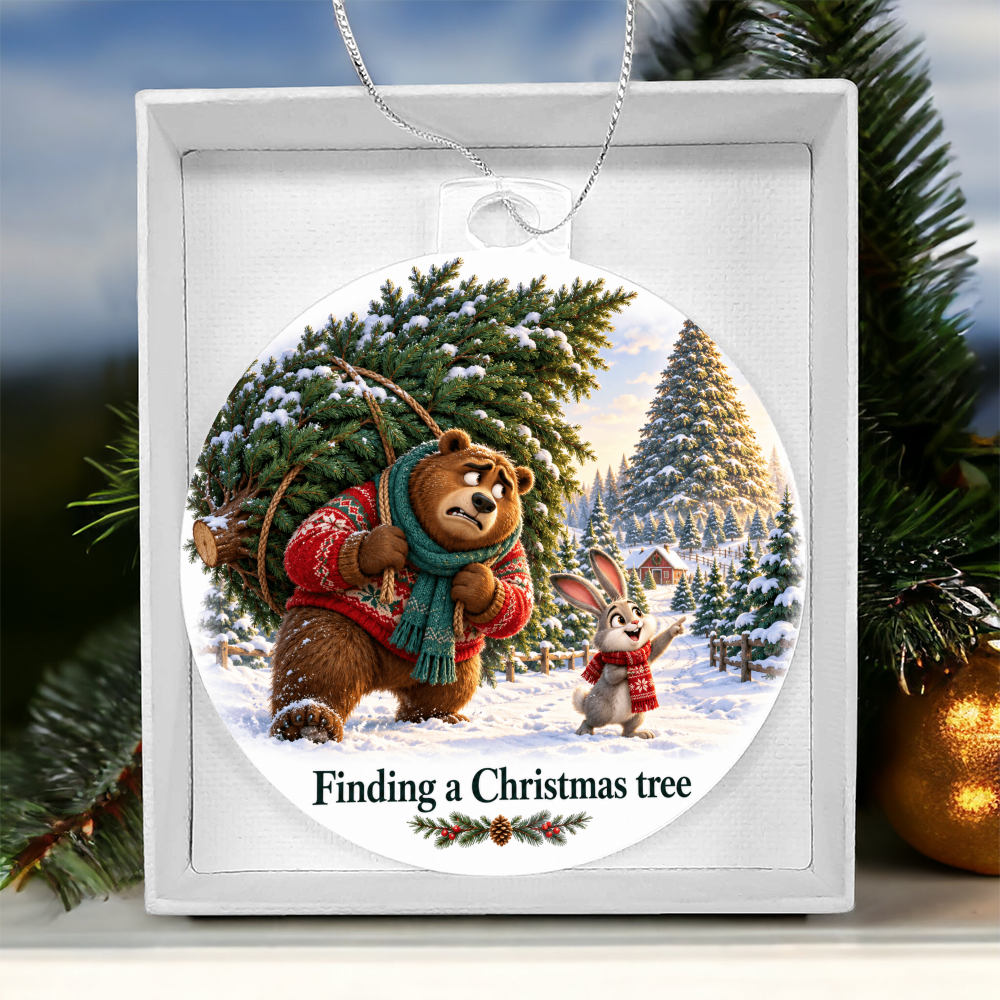 Funny Bear & Rabbit Christmas Ornament – Finding a Christmas Tree Gift