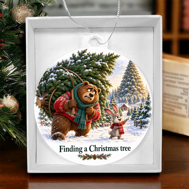 Funny Bear & Rabbit Christmas Ornament – Finding a Christmas Tree Gift