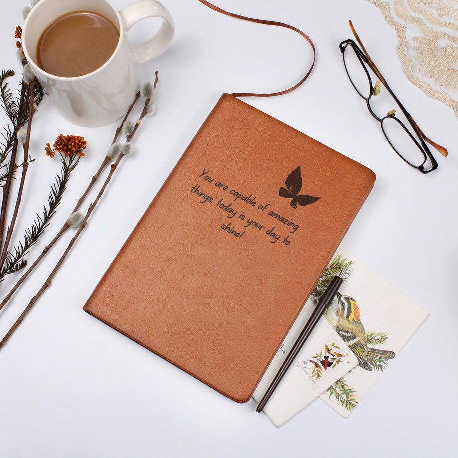 You Are Capable of Amazing Things Engraved Journal – Butterfly Encouragement Gift for Her