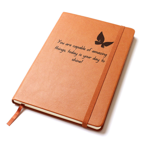 You Are Capable of Amazing Things Engraved Journal – Butterfly Encouragement Gift for Her