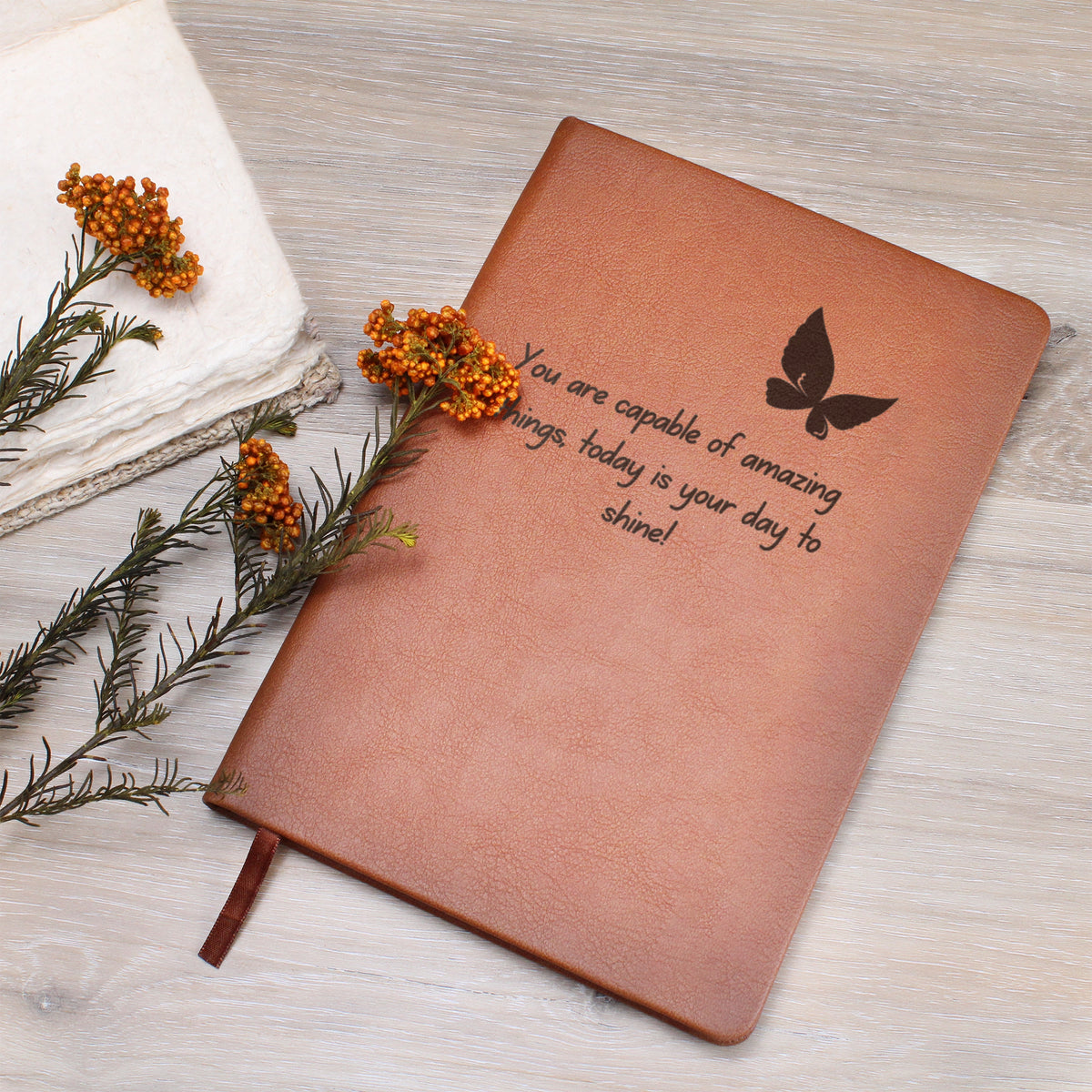You Are Capable of Amazing Things Engraved Journal – Butterfly Encouragement Gift for Her