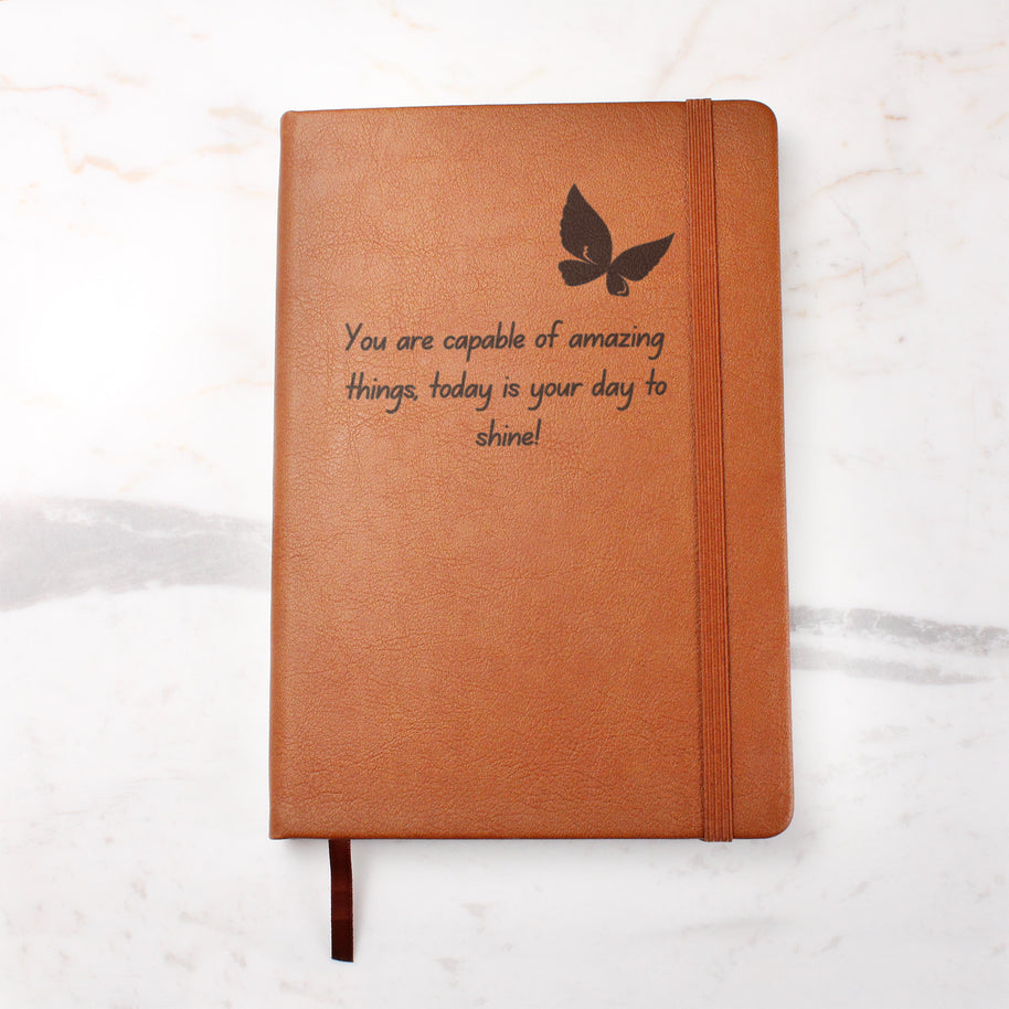 You Are Capable of Amazing Things Engraved Journal – Butterfly Encouragement Gift for Her