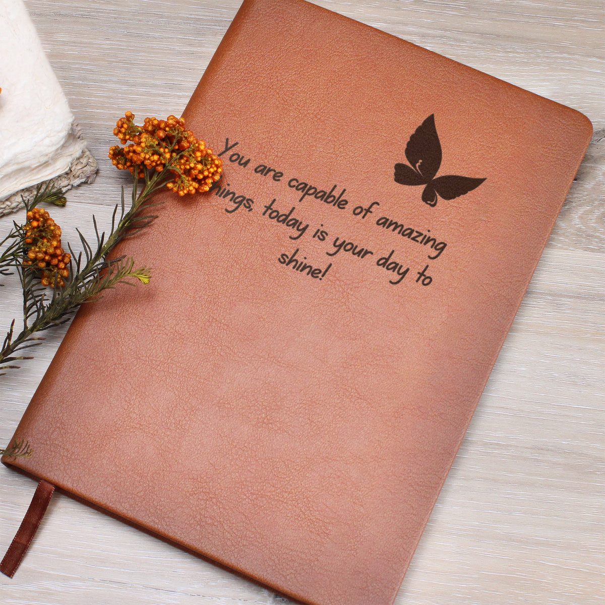 You Are Capable of Amazing Things Engraved Journal – Butterfly Encouragement Gift for Her