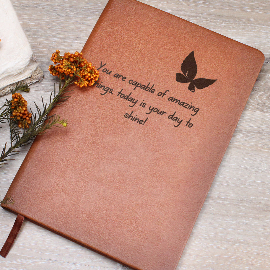 You Are Capable of Amazing Things Engraved Journal – Butterfly Encouragement Gift for Her