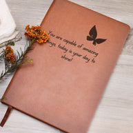 You Are Capable of Amazing Things Engraved Journal – Butterfly Encouragement Gift for Her