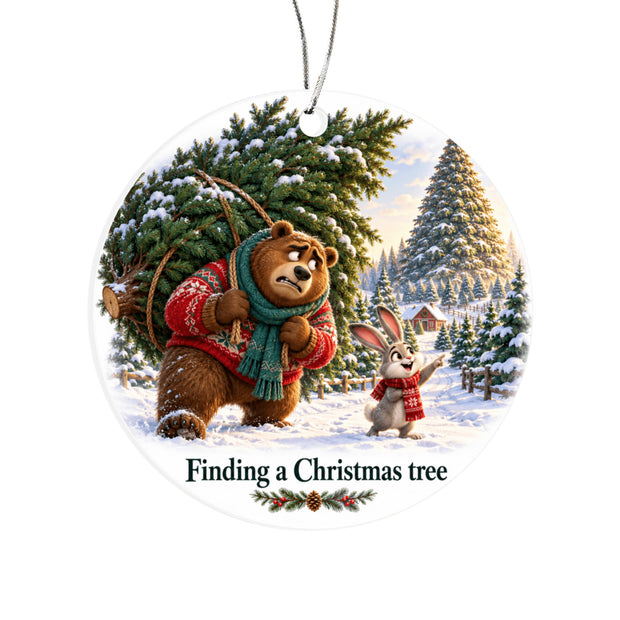 Funny Bear & Rabbit Christmas Ornament – Finding a Christmas Tree Gift