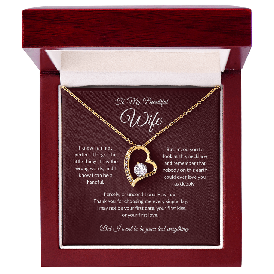 To My Beautiful Wife, Forever Love Heart Necklace