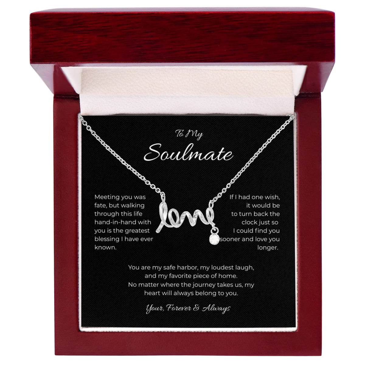 To My Soulmate, Scripted Love Pendant Necklace